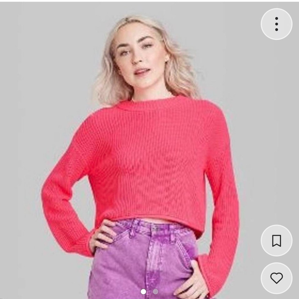 Wild Fable‎ Womens Neon Pink Cropped Sweater Medium